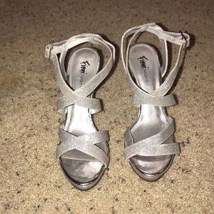 Silver sparkle heels
